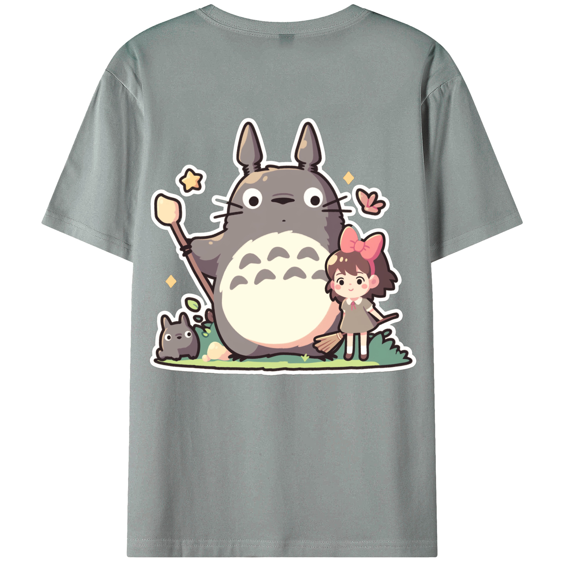 （画像用） となりのトトロ 草壁メイ 草壁サツキ My Neighbor Totoro Satsuki Kusakabe Mei Kusakabe 綿100％ メンズ半袖Tシャツ（バックプリント） 通気性